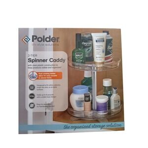 Polder 2 Tier Spinner Caddy Clear Plastic Rotating Organizer‎ Cabinet Under Sink